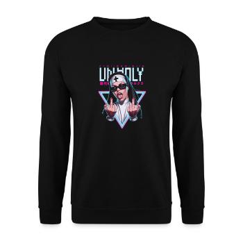 Provokant und Ausdrucksstark – Rebellische Mode - Unisex Pullover - Schwarz - Vorne - Alina (178cm) & Michal (187cm)