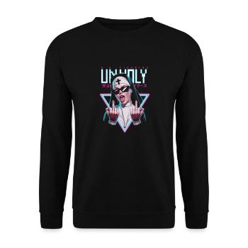 Provokant und Ausdrucksstark – Rebellische Mode - Unisex Pullover - Schwarz - Vorne - Alina (178cm) & Michal (187cm)