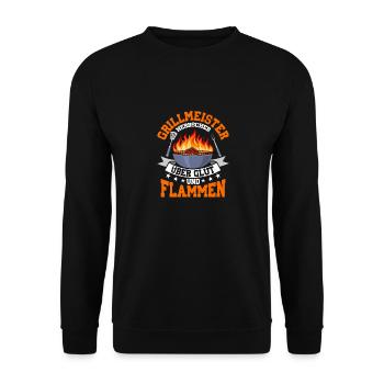 Grillmeister Herscher over embers grilling BBQ grille - Unisex Sweatshirt - black - Front - Alina (178cm) & Michal (187cm)