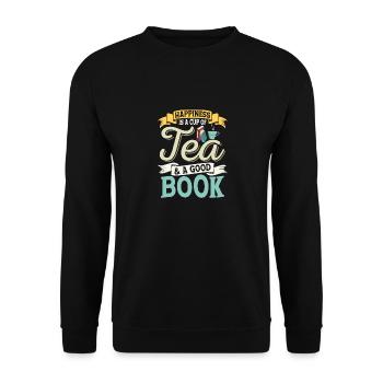 Happiness Is A Cup Of Tea & A Good Book Tea Drinke - Unisex Pullover - Schwarz - Vorne - Alina (178cm) & Michal (187cm)