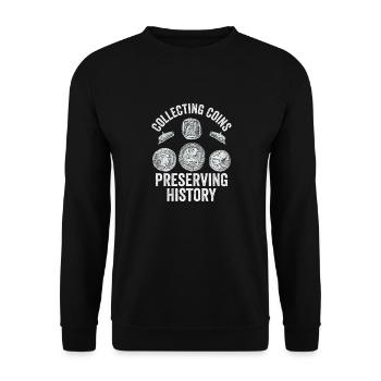 Gardien de l’histoire : L’héritage de la collection de pièces de monnaie - Sweat-shirt Unisexe - noir - Devant - Alina (178cm) & Michal (187cm)