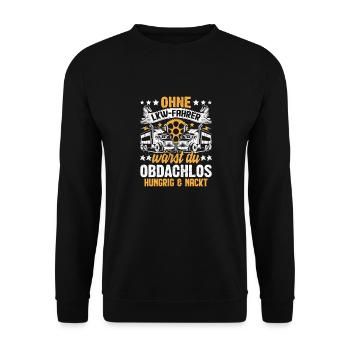 LKW Fahrer Trucker Spruch - Unisex Pullover - Schwarz - Vorne - Alina (178cm) & Michal (187cm)