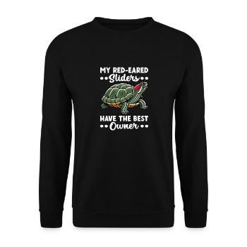 Turtle Red-eared Turtle - Unisex Sweatshirt - black - Front - Alina (178cm) & Michal (187cm)