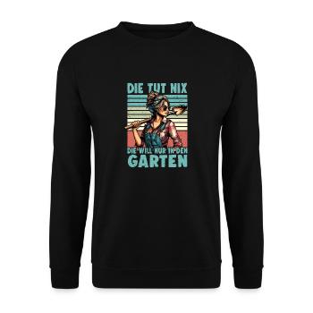 Garten Geschenk Gärtnerin Geburtstag Geschenk - Unisex Pullover - Schwarz - Vorne - Alina (178cm) & Michal (187cm)