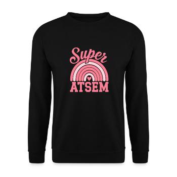 Super atsem - cadeau fin d'année - anniversaire - Sweat-shirt Unisexe - noir - Devant - Alina (178cm) & Michal (187cm)