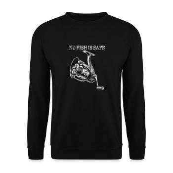 FISHING REEL NO FISH IS SAFE - Unisex Sweatshirt - black - Front - Alina (178cm) & Michal (187cm)