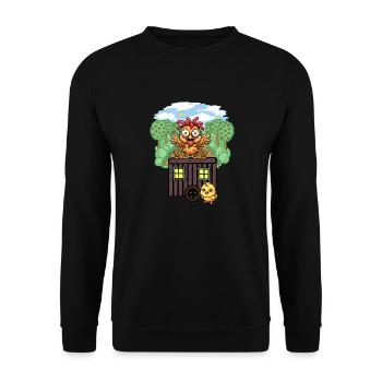 Hühner Huhn Bauwagen Garten Hühnerstall - Unisex Pullover - Schwarz - Vorne - Alina (178cm) & Michal (187cm)