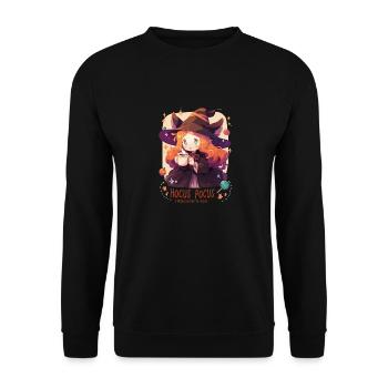 Hocus Pocus Hexe Kaffee Kürbisse Halloween - Unisex Pullover - Schwarz - Vorne - Alina (178cm) & Michal (187cm)