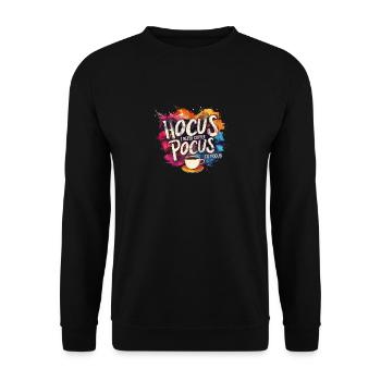 Buntes Hocus Pocus Kaffee Design Lustig - Unisex Pullover - Schwarz - Vorne - Alina (178cm) & Michal (187cm)