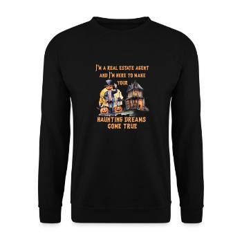 Agent immobilier Halloween Agent immobilier Fun - Sweat-shirt Unisexe - noir - Devant - Alina (178cm) & Michal (187cm)