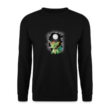 Vollmond Drache Drachen Mond Fabelwesen - Unisex Pullover - Schwarz - Vorne - Alina (178cm) & Michal (187cm)