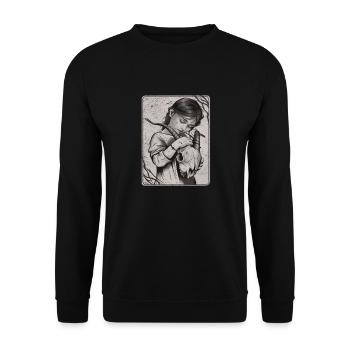 Hidden Darkness – Girl with Demon Skull - Unisex Sweatshirt - black - Front - Alina (178cm) & Michal (187cm)