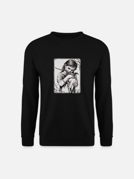 Verborgene Dunkelheit – Mädchen mit Dämonenschädel - Unisex Pullover - Schwarz