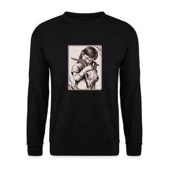 Hidden Darkness – Girl with Demon Skull - Unisex Sweatshirt - black - Front - Alina (178cm) & Michal (187cm)