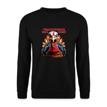 TRUTHAHN THANKSGIVING HAS COME - Unisex Pullover - Schwarz - Vorne - Alina (178cm) & Michal (187cm)