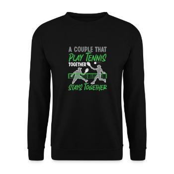 Funny Tennis Player Racket Couple - Unisex Pullover - Schwarz - Vorne - Alina (178cm) & Michal (187cm)