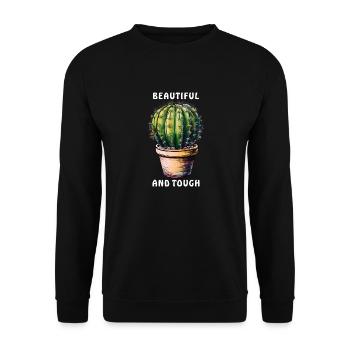KAKTUS BEAUTIFUL AND TOUGH - Unisex Pullover - Schwarz - Vorne - Alina (178cm) & Michal (187cm)