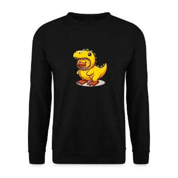 Dino Duck, Yellow Rubber Duck & Rubber Duck - Unisex Sweatshirt - black - Front - Alina (178cm) & Michal (187cm)