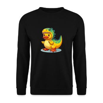 Dino Duck, Yellow Rubber Duck & Rubber Duck - Unisex Sweatshirt - black - Front - Alina (178cm) & Michal (187cm)