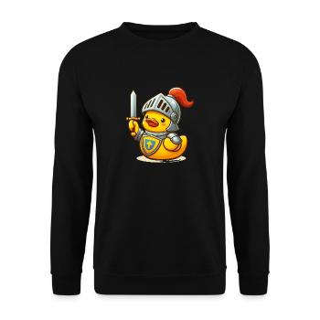 Knight Duck, Yellow Rubber Duck & Rubber Duck - Unisex Sweatshirt - black - Front - Alina (178cm) & Michal (187cm)