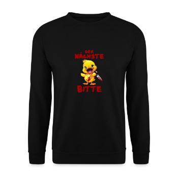 Next Please - Duck with Knife Halloween - Unisex Sweatshirt - black - Front - Alina (178cm) & Michal (187cm)