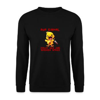 Job Again Fun - Duck with Knife Halloween - Unisex Sweatshirt - black - Front - Alina (178cm) & Michal (187cm)