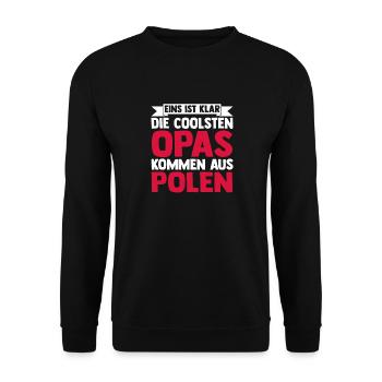 Pole Opa Großvater Polen - Unisex Pullover - Schwarz - Vorne - Alina (178cm) & Michal (187cm)