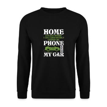 Home I Can Charge My Phone And My Car Electric Veh - Unisex Pullover - Schwarz - Vorne - Alina (178cm) & Michal (187cm)
