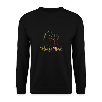 Cheval Fille Équitation Femme Cheval - Sweat-shirt Unisexe - noir - Devant - Alina (178cm) & Michal (187cm)