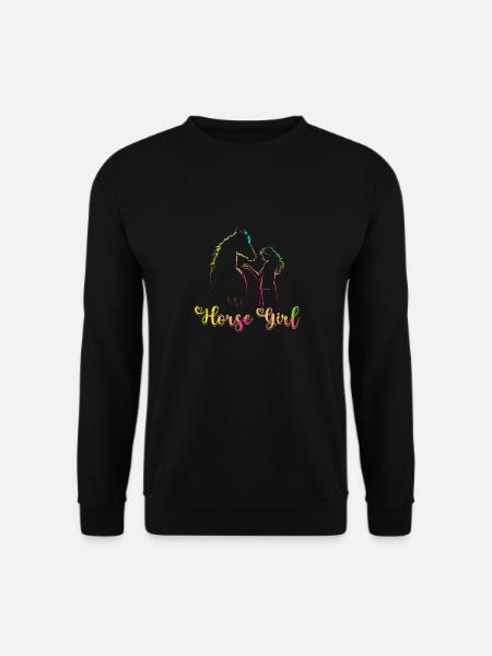 Horse Girl Riding Woman Horseback - Unisex Pullover - Schwarz