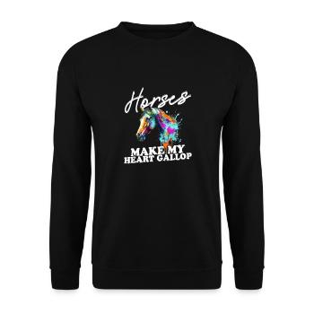 Chevaux Font Mon Coeur Galop Équitation Fille Cheval - Sweat-shirt Unisexe - noir - Devant - Alina (178cm) & Michal (187cm)