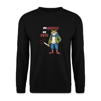 NO KNIVES NO CUTS - Unisex Sweatshirt - black - Front - Alina (178cm) & Michal (187cm)