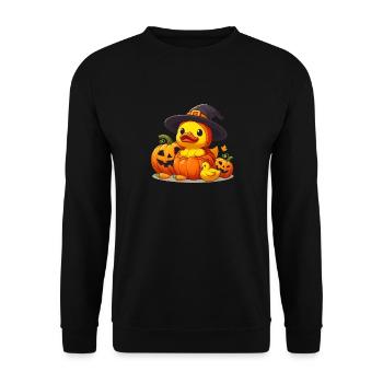 Witch Duck, Yellow Rubber Duck & Rubber Duck - Unisex Sweatshirt - black - Front - Alina (178cm) & Michal (187cm)