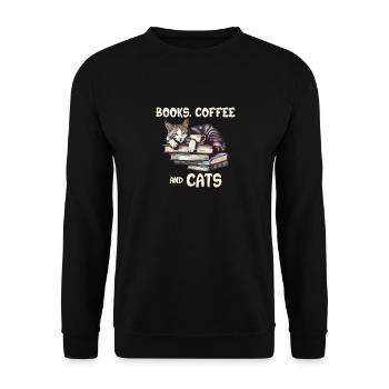 Books, Coffee And Cats - Perfect Day For - Unisex Sweatshirt - black - Front - Alina (178cm) & Michal (187cm)