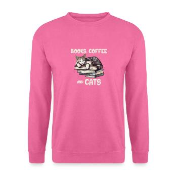 Books, Coffee And Cats - Perfekter Tag für - Unisex Pullover - Pink - Vorne