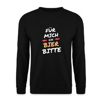 Für mich ein Bier bitte Motiv lustig - Unisex Pullover - Schwarz - Vorne - Alina (178cm) & Michal (187cm)
