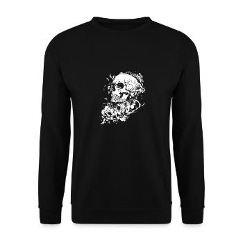 Floral Skull Halloween Skull - Unisex Sweatshirt - black - Front - Alina (178cm) & Michal (187cm)