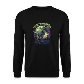 Zombie T-REX – Deadly Roar für Dinoliebhaber - Unisex Pullover - Schwarz - Vorne - Alina (178cm) & Michal (187cm)