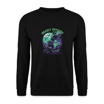 Zombie T-REX – Deadly Roar für Dinoliebhaber - Unisex Pullover - Schwarz - Vorne - Alina (178cm) & Michal (187cm)