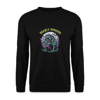 Zombie Triceratops – Deadly Roar für Dinoliebhaber - Unisex Pullover - Schwarz - Vorne - Alina (178cm) & Michal (187cm)