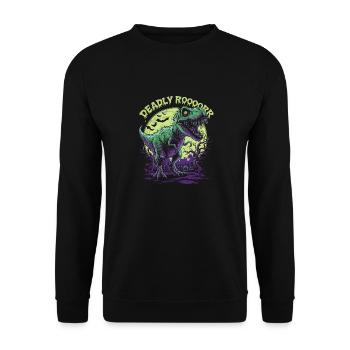 Zombie T-REX – Deadly Roar für Dinoliebhaber - Unisex Pullover - Schwarz - Vorne - Alina (178cm) & Michal (187cm)