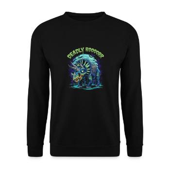 Zombie Triceratops – Deadly Roar für Dinoliebhaber - Unisex Pullover - Schwarz - Vorne - Alina (178cm) & Michal (187cm)