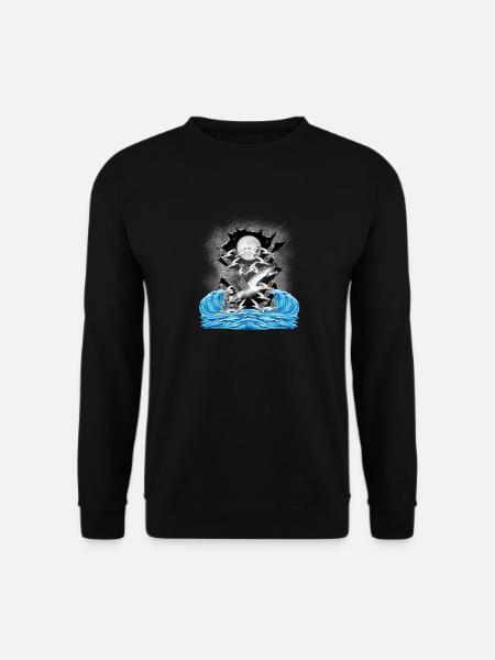 maritim Meer Möwen Möwe Natur See Wellen - Unisex Pullover - Schwarz