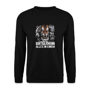 L’ours, le tigre, l’homme – tout en un seul regard puissant - Sweat-shirt Unisexe - noir - Devant - Alina (178cm) & Michal (187cm)