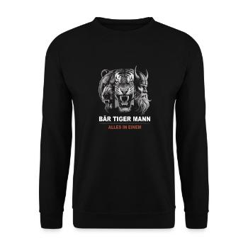 L’ours, le tigre, l’homme – tout en un seul regard puissant - Sweat-shirt Unisexe - noir - Devant - Alina (178cm) & Michal (187cm)