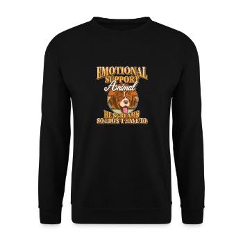 Emotionales Unterstützungstier Er schreit, damit ich es nicht tue - Unisex Pullover - Schwarz - Vorne - Alina (178cm) & Michal (187cm)