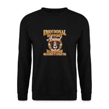Emotionales Unterstützungstier Er schreit Berner - Unisex Pullover - Schwarz - Vorne - Alina (178cm) & Michal (187cm)