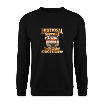 Emotionales Unterstützungstier Er schreit, damit ich es nicht tue - Unisex Pullover - Schwarz - Vorne - Alina (178cm) & Michal (187cm)