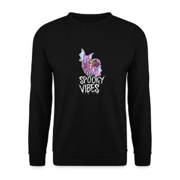 Colorful skeleton rib cage with bats design - Unisex Sweatshirt - black - Front - Alina (178cm) & Michal (187cm)
