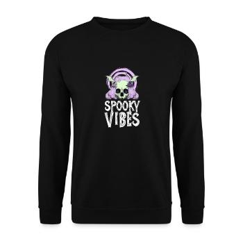 Purple Cats and Skulls Halloween Design - Unisex Sweatshirt - black - Front - Alina (178cm) & Michal (187cm)